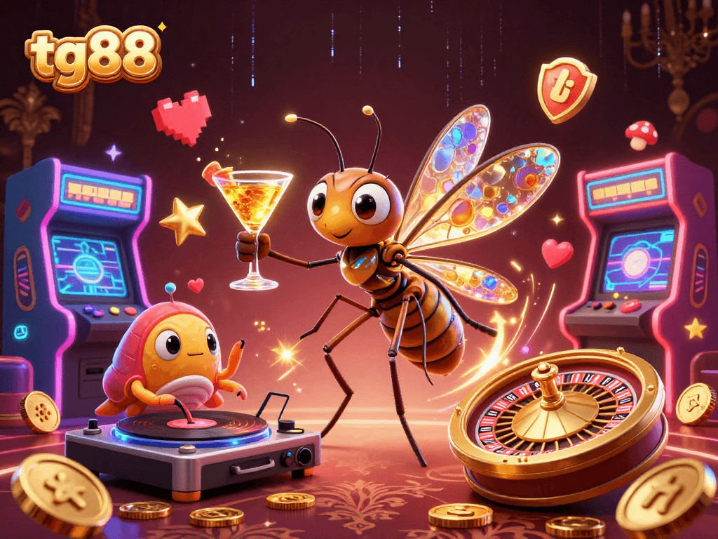 Tg88 showcases exciting gaming with vibrant characters and dynamic casino elements.