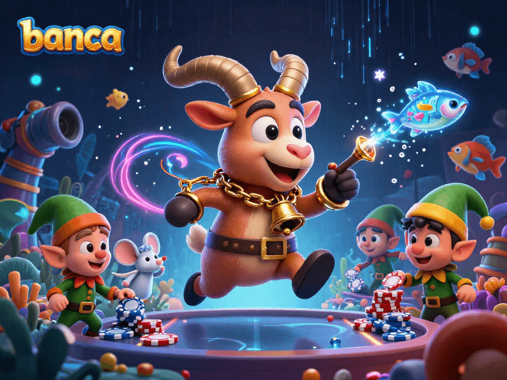 Bancia brings thrilling fish shooting action with a whimsical Krampus character managing an exciting casino scene.