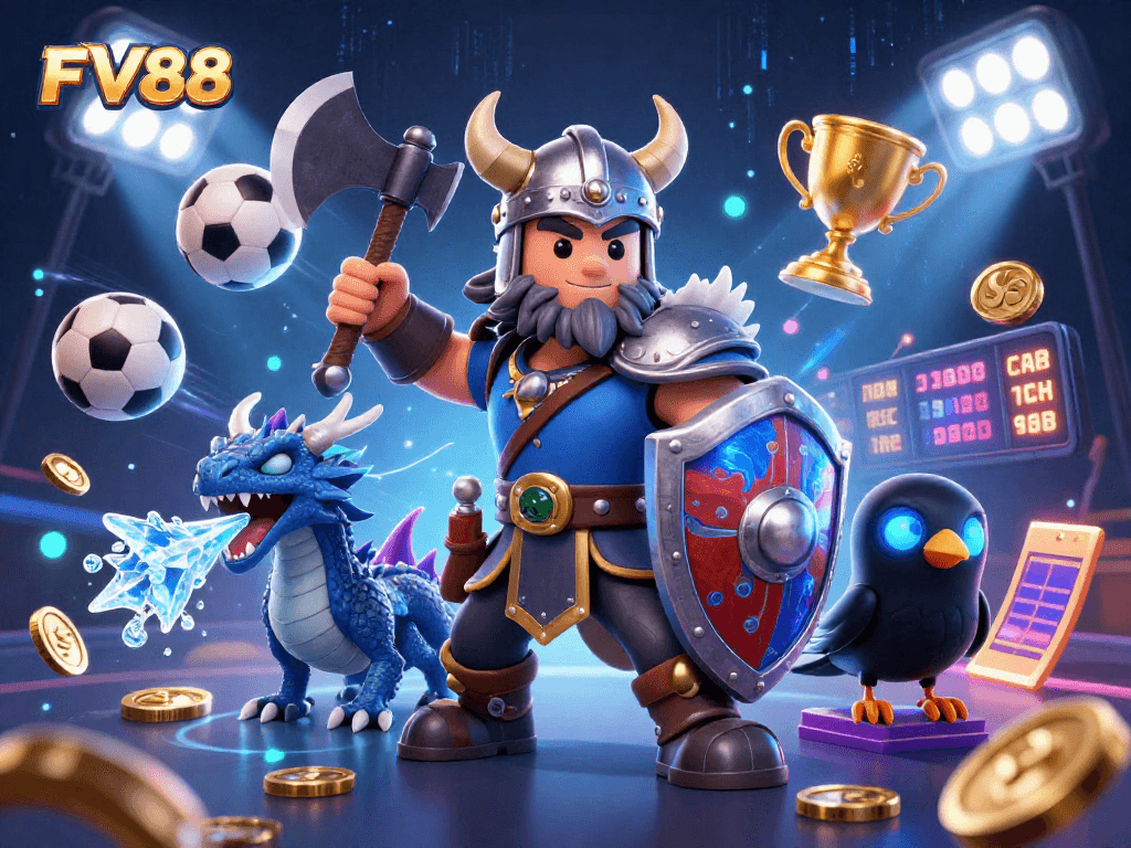 Experience thrilling gameplay with FV88 as 3D characters engage in dynamic sports betting action.