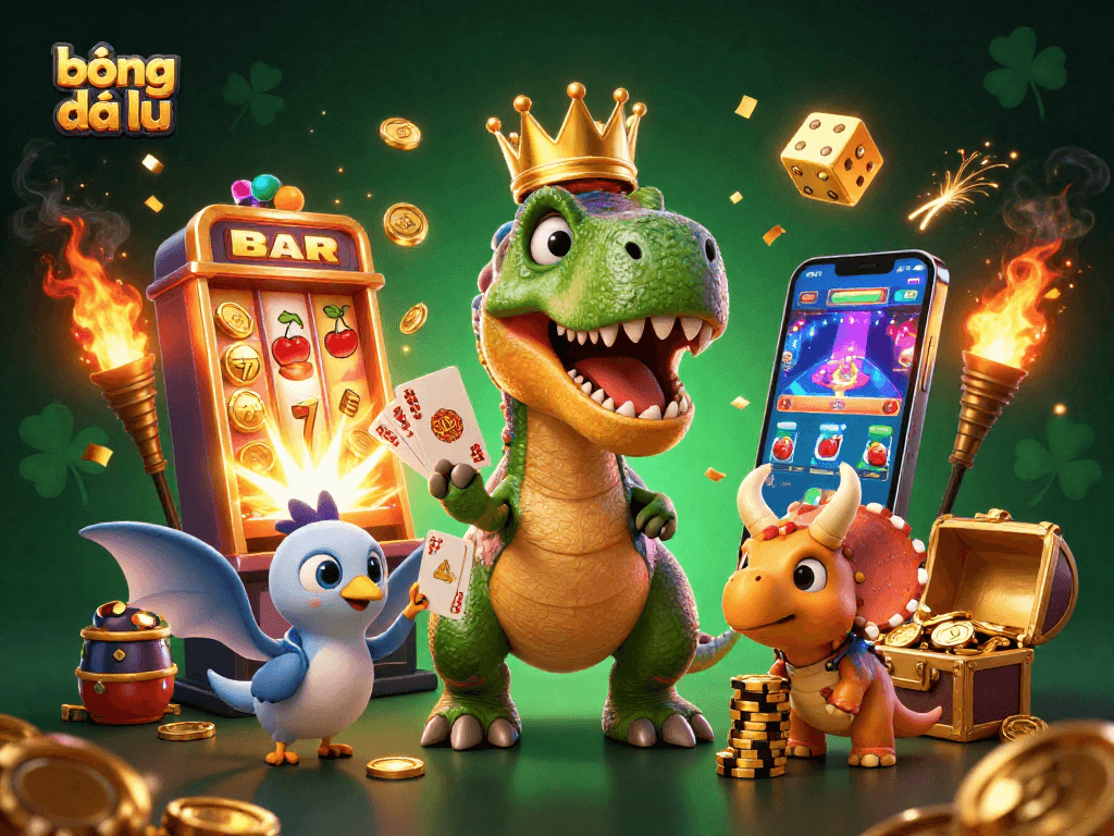 Experience vibrant excitement with bóng đá lu as cartoon dinosaurs engage in thrilling casino activities.