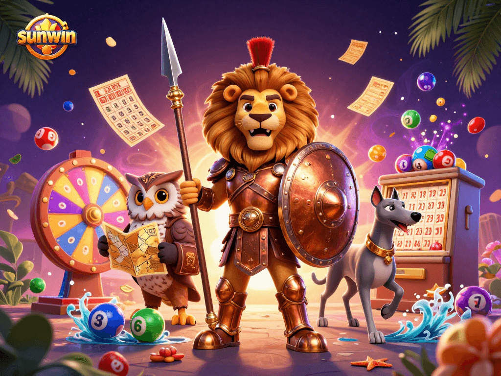Engage with the thrilling universe of lottery at sunwin, highlighted by dynamic characters and vibrant game elements.