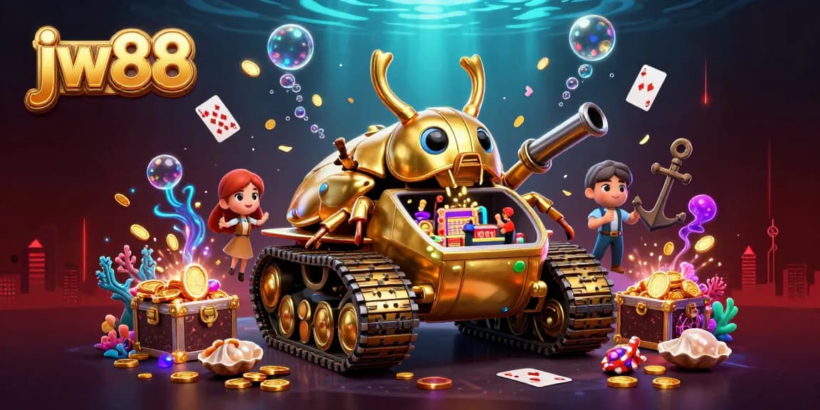 Experience exciting games at jw88 through a vibrant 3D casino scene combining fun and wealth.