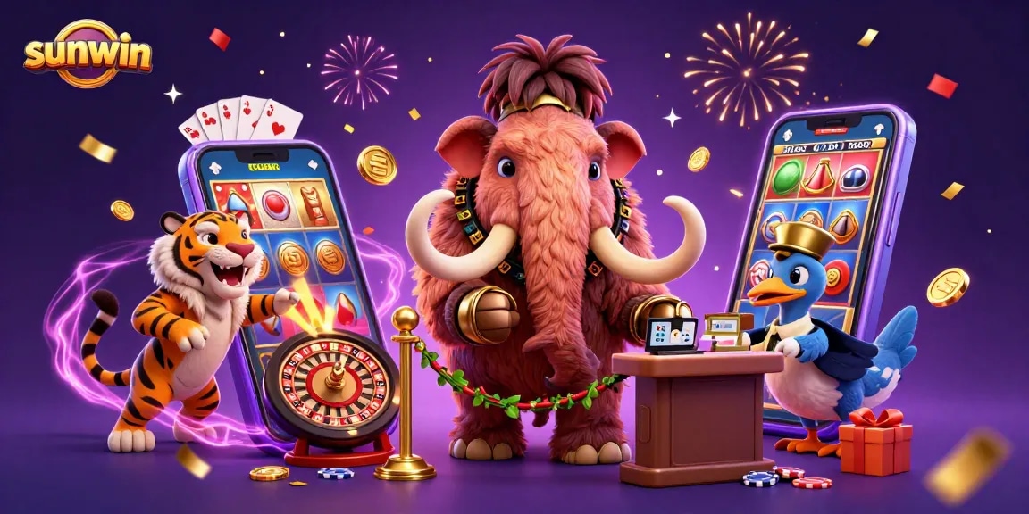 Experience the thrill of sunwin casino with vibrant characters and exciting gaming action.