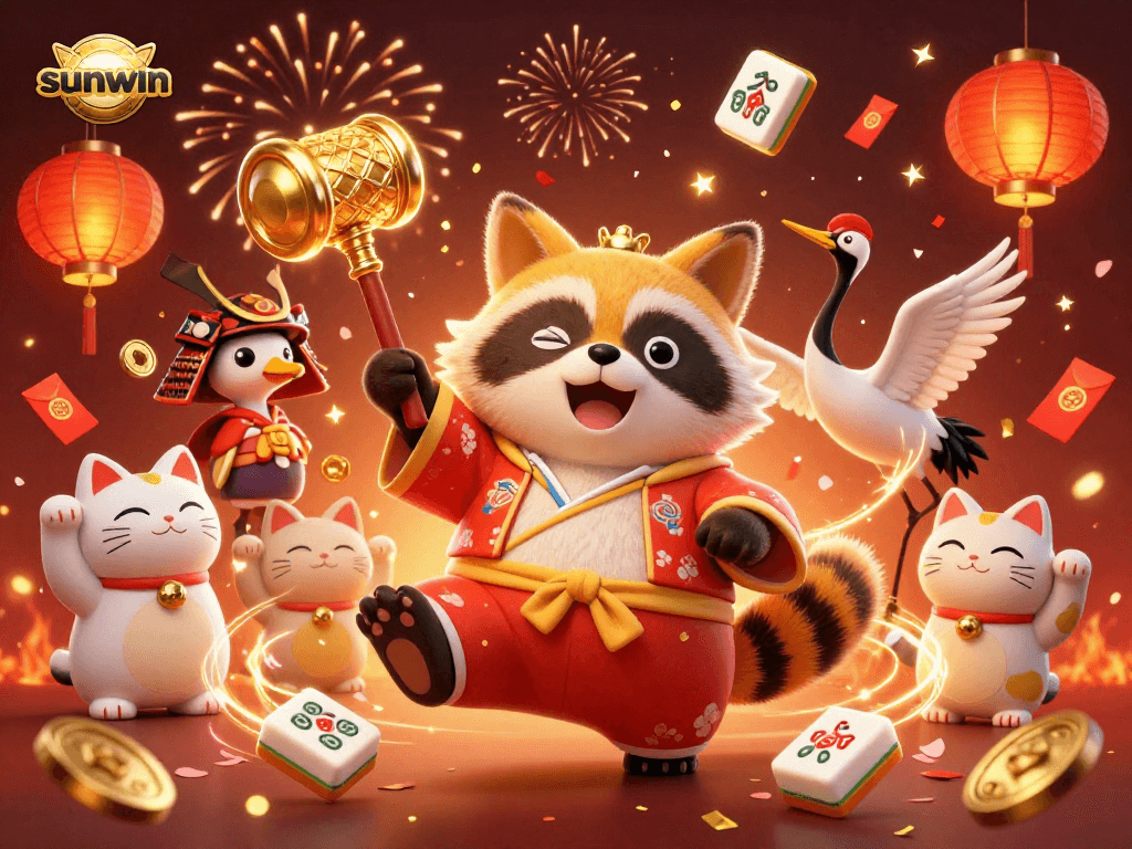 Engage with sunwin's vibrant celebration of luck through this colorful casino-inspired illustration.