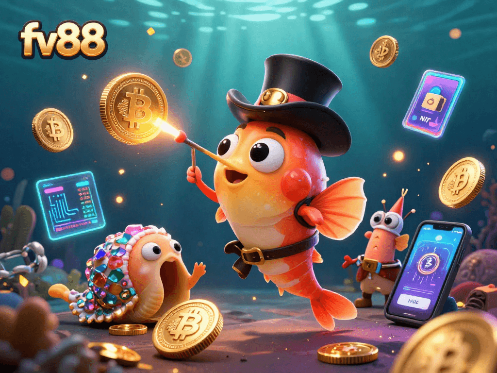 Experience the thrill of fv88 with a vibrant underwater casino world featuring anglerfish and treasure.