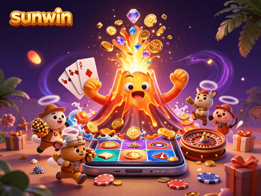 Experience the thrill of sunwin's explosive casino treasures in this vibrant 3D illustration.