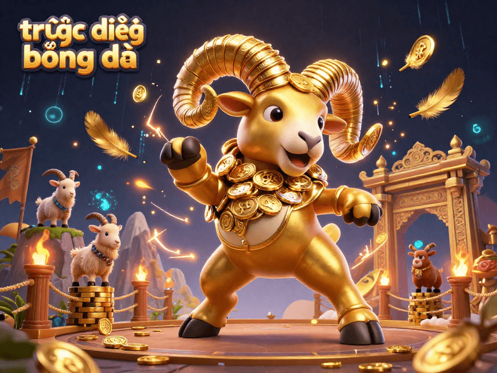 Experience trực tiếp bóng đá excitement with dynamic golden ram and vibrant gambling elements.
