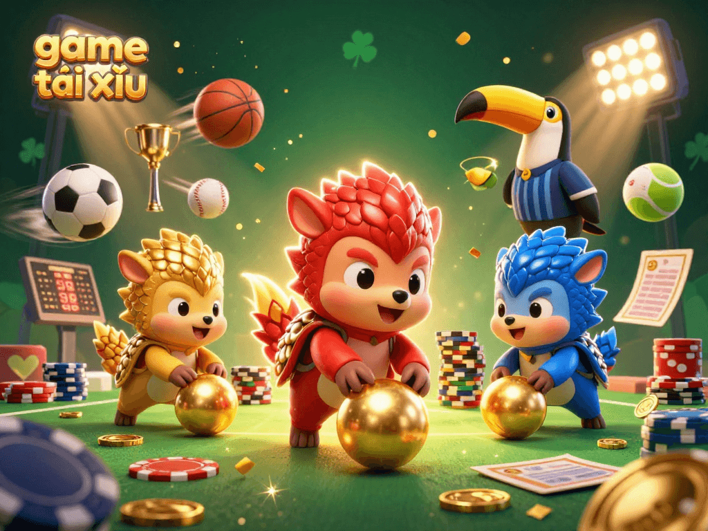 Engage in game tài xỉu as rival pangolins navigate poker chips amid golden celebrations.