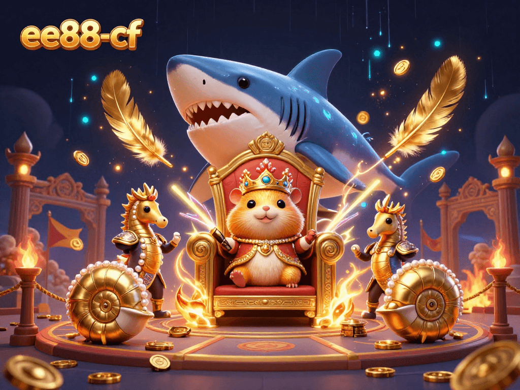 Experience thrilling action in the ee88-cf arena with a fearless golden hamster king and royal seahorse guards.