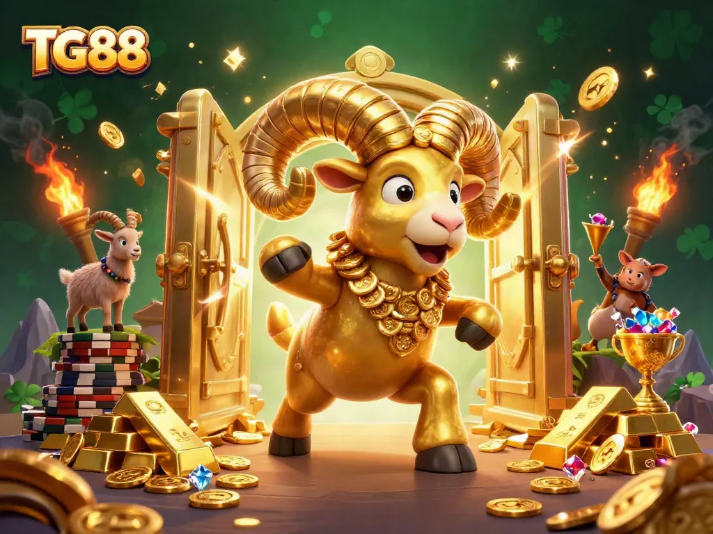 Experience the excitement of TG88 with a rich casino atmosphere featuring gold and jewels.