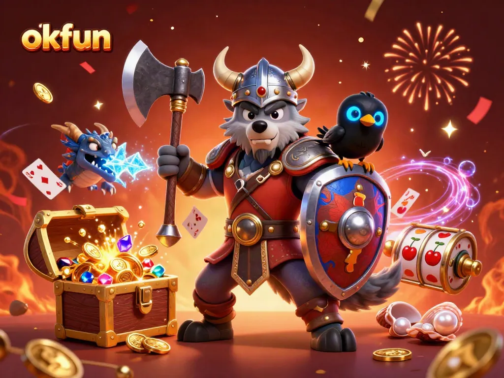 Engage in thrilling gameplay with okfun at the immersive Viking warrior-themed casino.