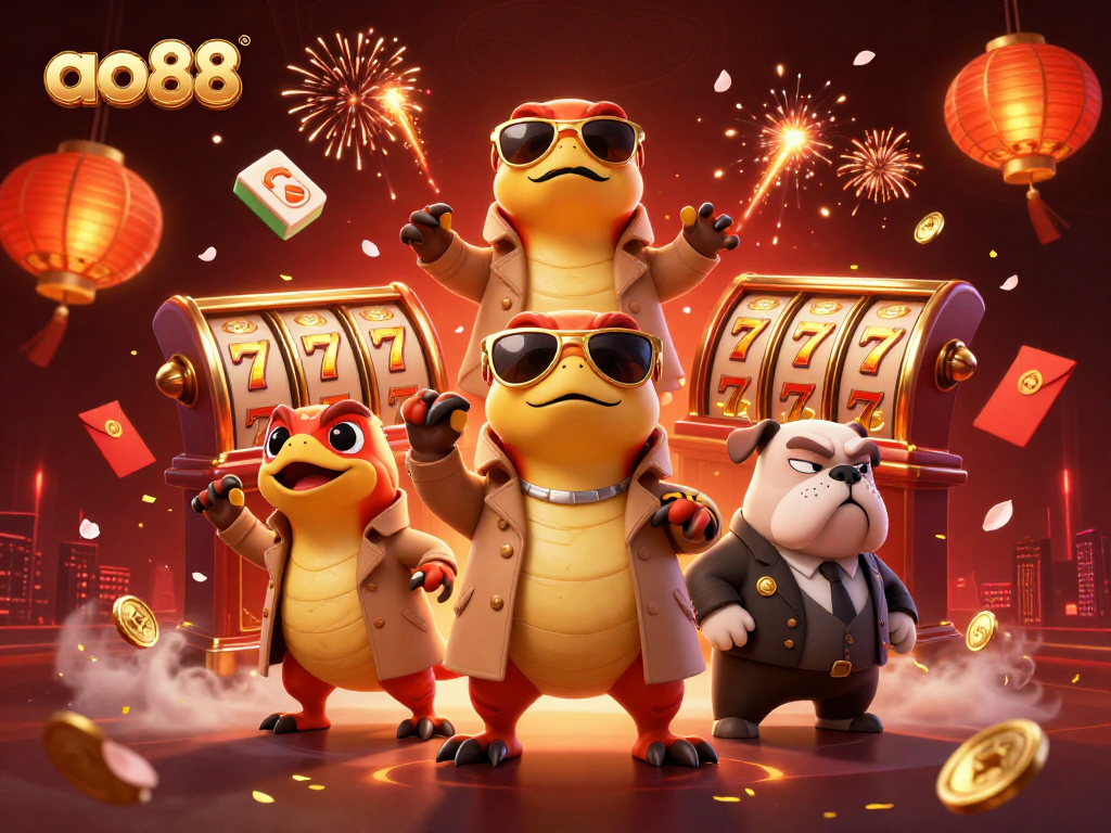 Experience the vibrant world of ao88 casino with three raptors in disguise at a VIP lounge.