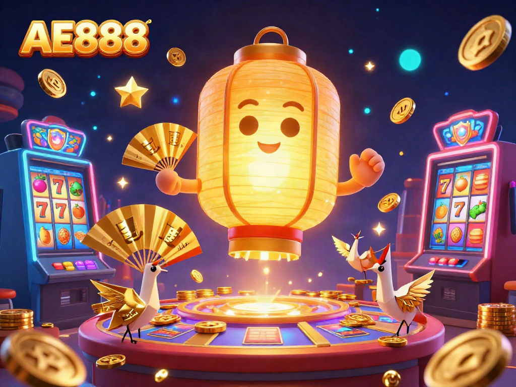 Experience the excitement of AE888 with lively slot games, golden lantern spirit, and vibrant casino elements