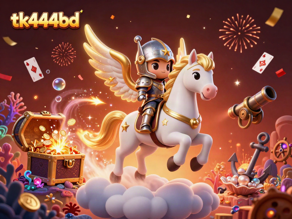 Engage with tk444bd's exciting gaming world through a whimsical 3D cosmic adventure.