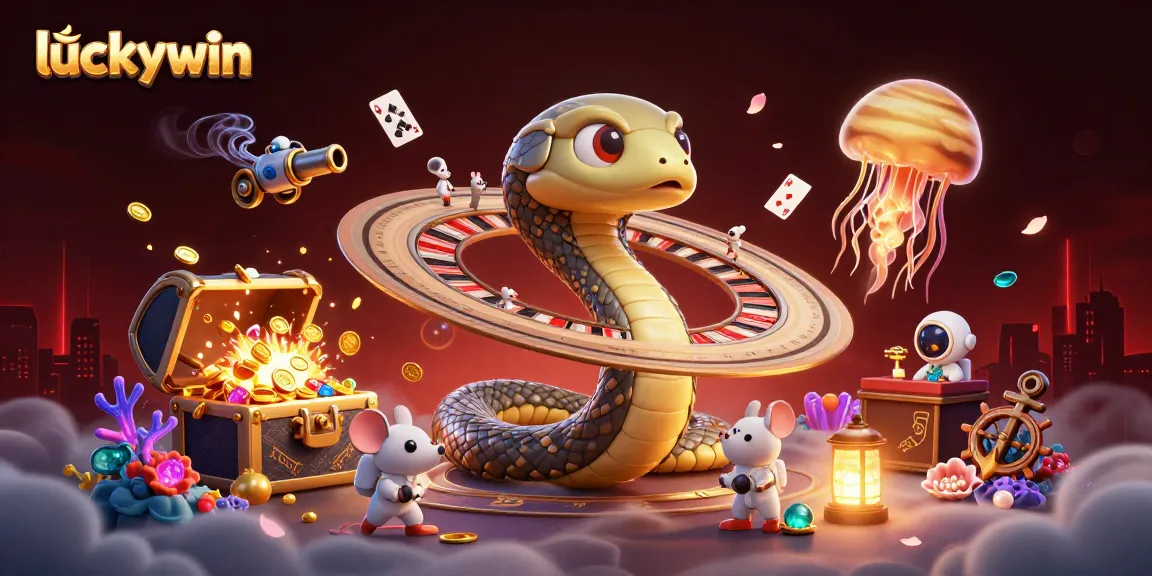 Players enjoy exciting bets with luckywin at a vibrant cosmic casino scene featuring playful elements.