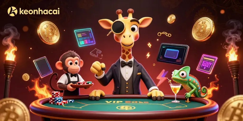 Engage in exciting action on keonhacai with a high-roller giraffe and vibrant casino elements.