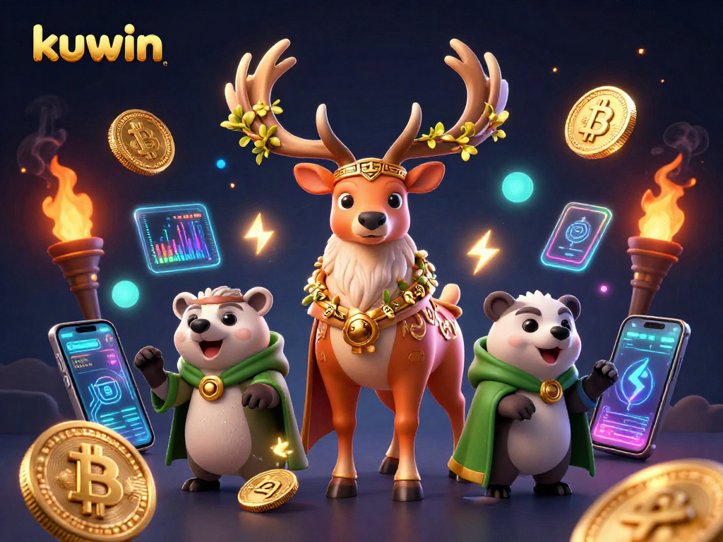 Engage with exciting kuwin gaming moments featuring animated Celtic characters and cryptocurrency elements.