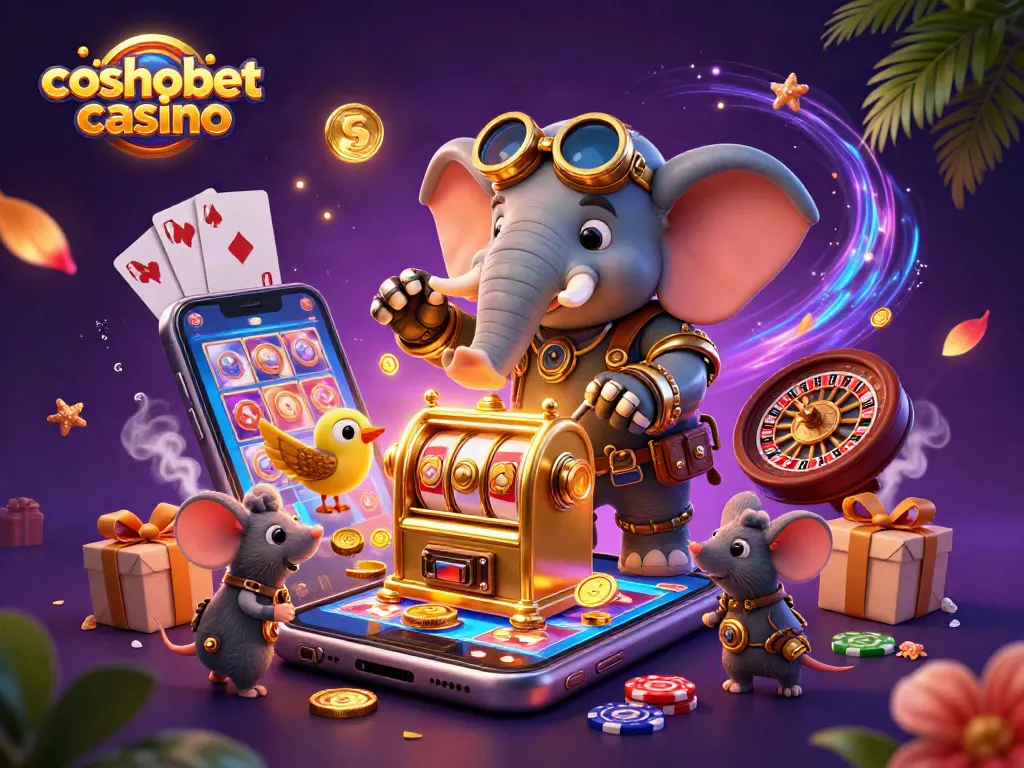 Experience the thrill at Cosmobet Casino with a vibrant, detailed illustration showcasing gaming excitement.