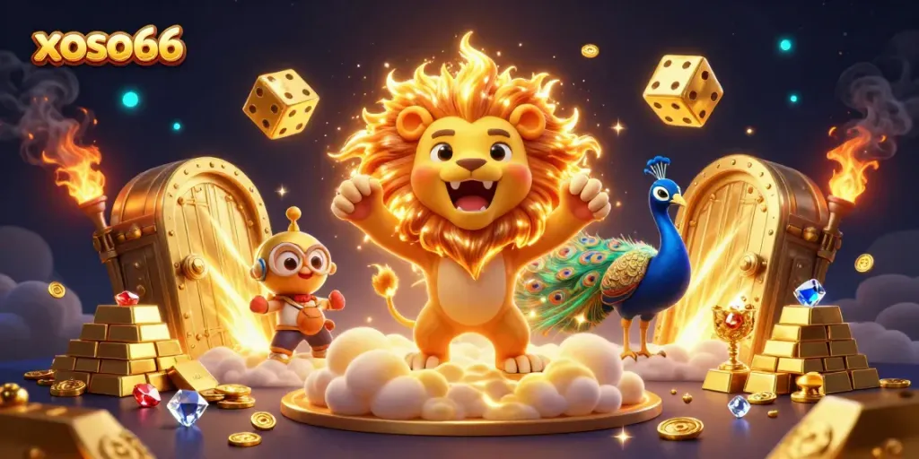Experience jackpot excitement with xoso66 in a dazzling, vibrant casino illustration.