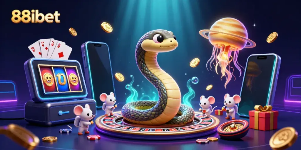 The 88ibet casino experience illustrated with astronaut mice betting on a cosmic roulette wheel.