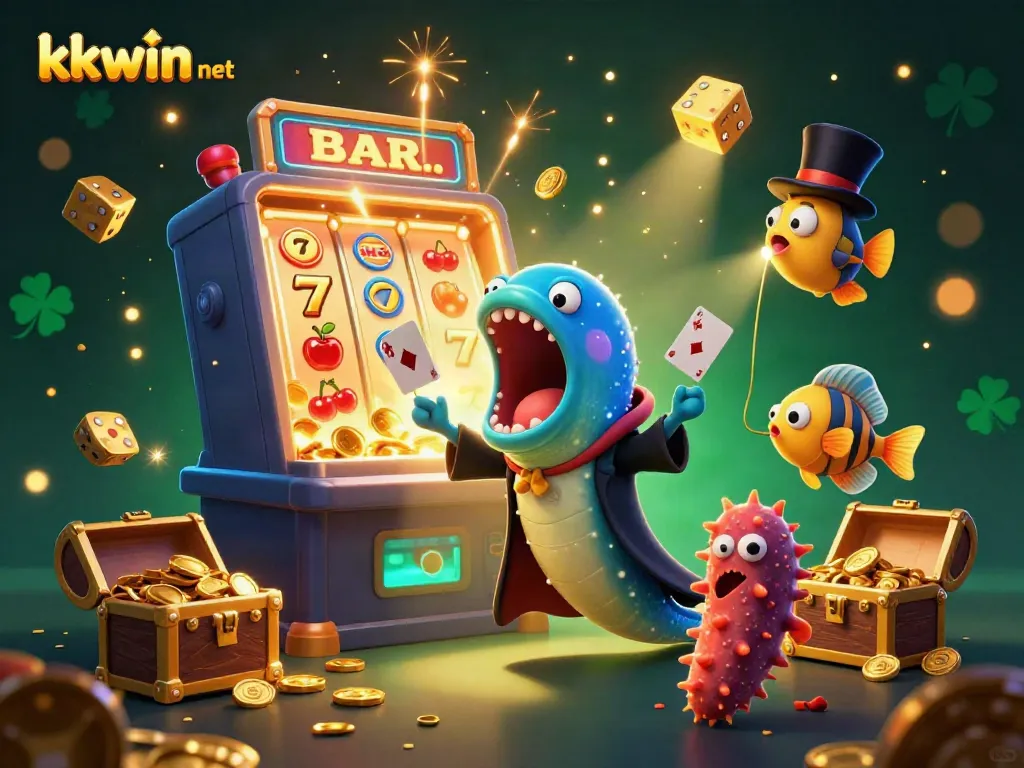 Experience thrilling gameplay at kkwin net with a vibrant card trick performance amidst a dynamic jackpot scene.