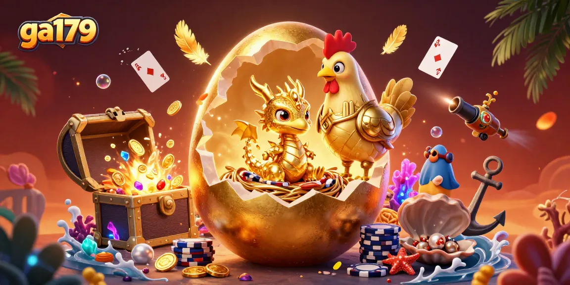 Engage with ga179's thrilling dragon-themed casino scene, showcasing vibrant poker chips and dynamic game elements.