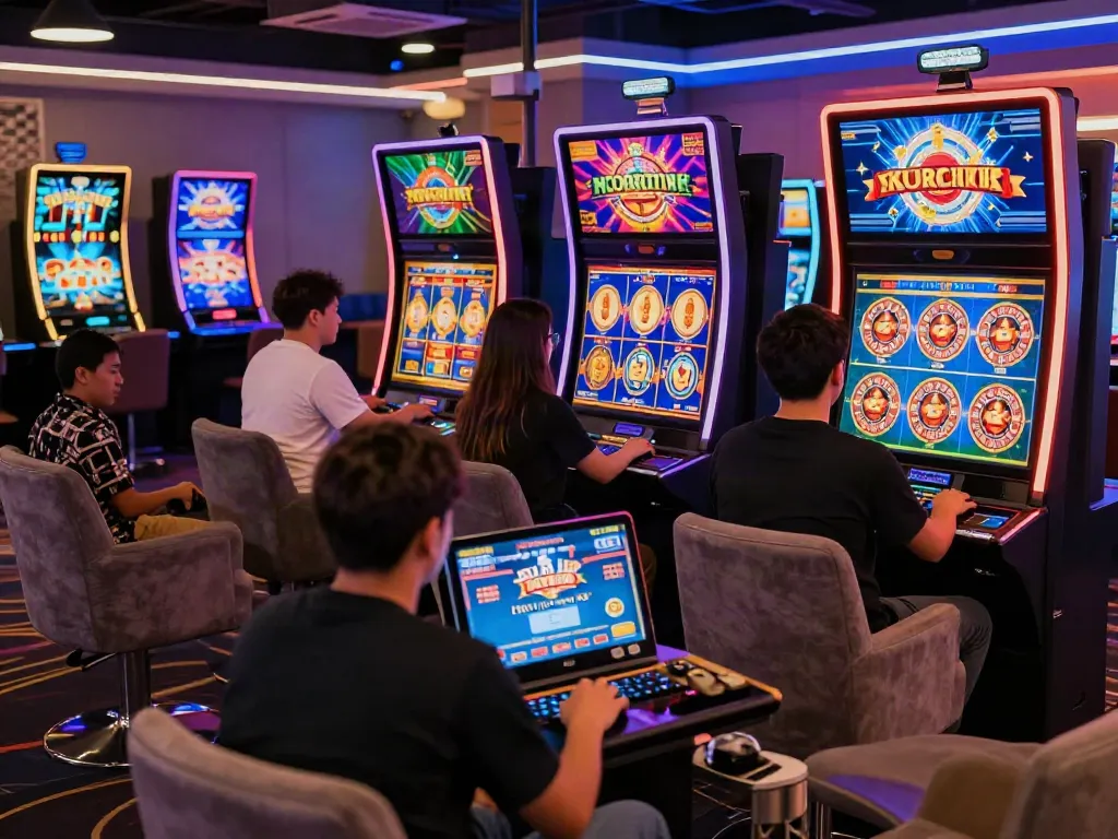 Players enjoying a lively online casino atmosphere with games not on GamStop
