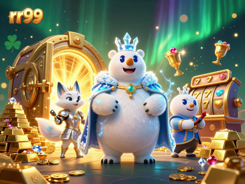 Spin and win with rr99 at the vibrant casino scene capturing the thrill of slots and treasures.