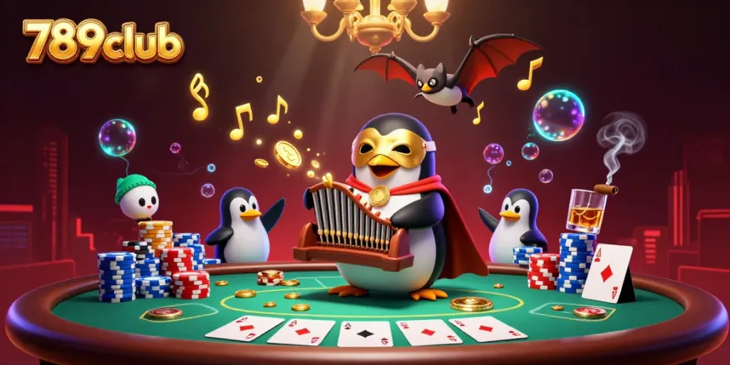 Experience the excitement of 789club with a colorful cartoon scene of casino action.