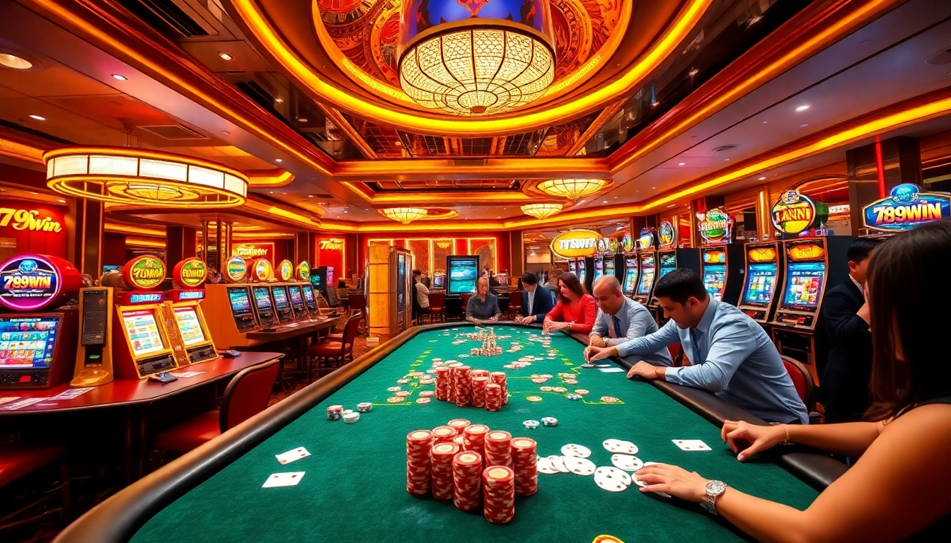 Players enjoying various games at the 789win casino, showcasing excitement and vibrant atmosphere.