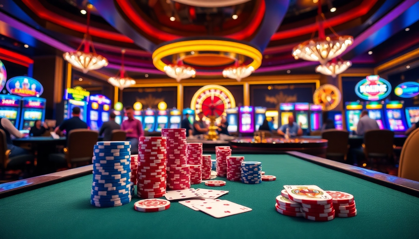 Enjoying a high-stakes poker game at jun88 with chips and cards in an exciting casino atmosphere.