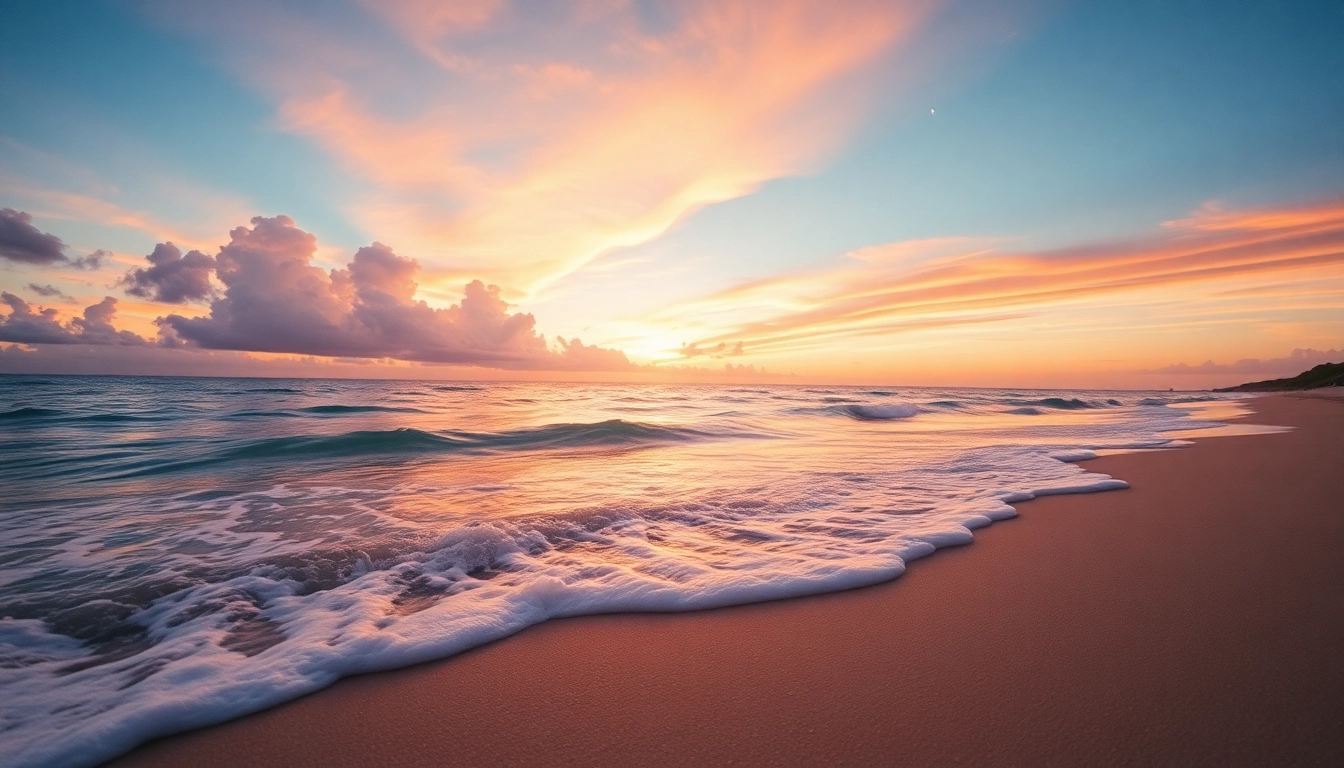 Destination photographer capturing a stunning sunset on a tranquil beach.