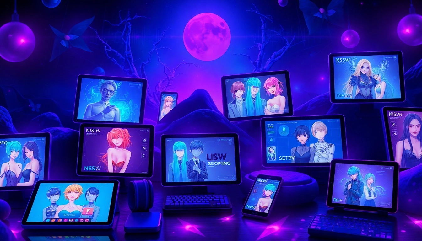 Explore innovative ai nsfw platforms with diverse characters and mobile accessibility showcased in a vibrant digital landscape.