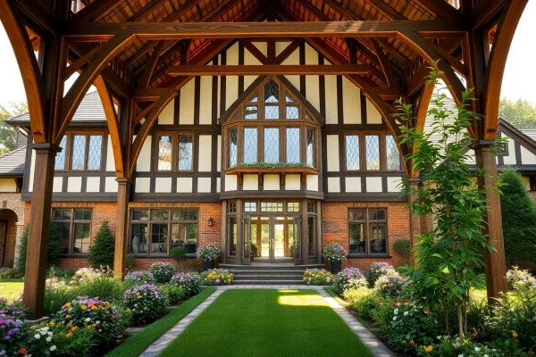 Wellesley Tudor Expansion showcasing a magnificent Tudor-style residence with lush gardens.
