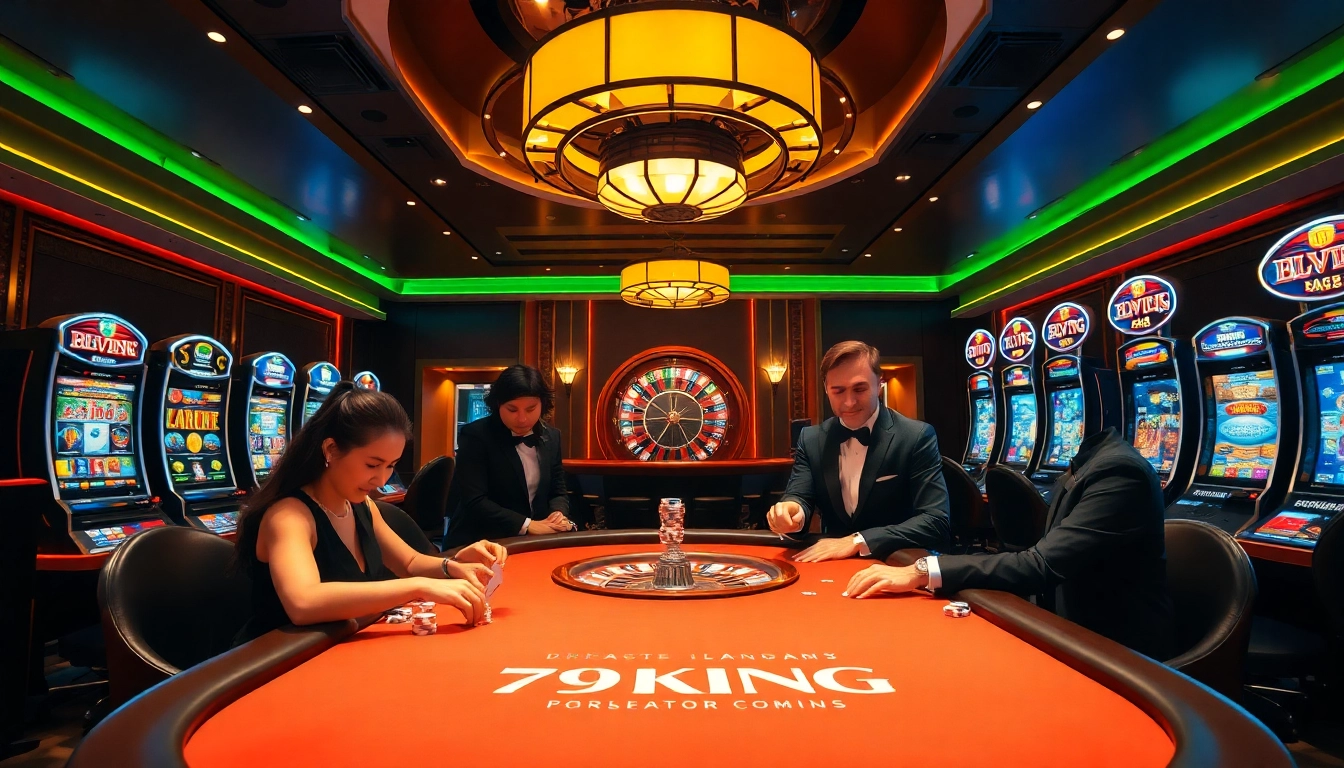 Gambling excitement at a luxurious casino showcasing the vibrant atmosphere of 79KING.