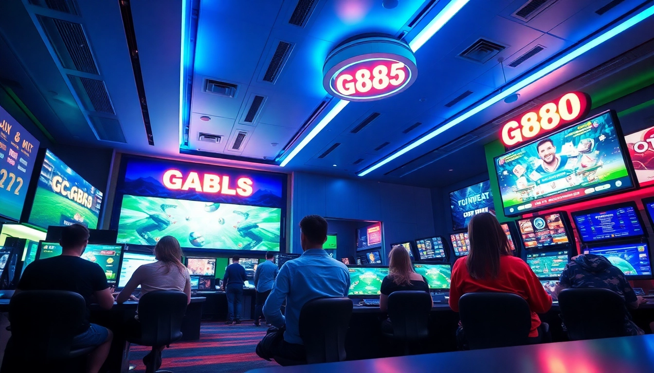 Interactive gaming scene on https://g88.de.com/ features diverse players enjoying card games and sports betting.