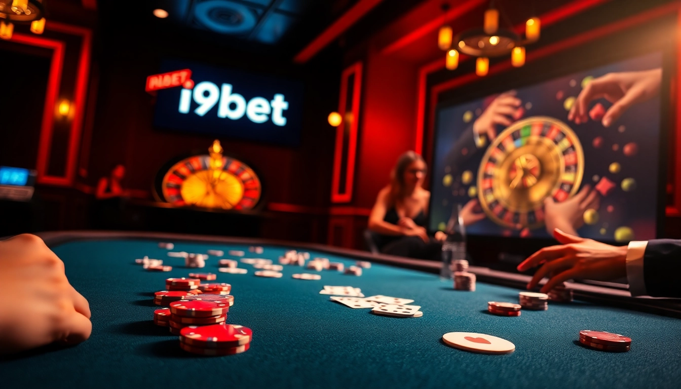 i9bet players engaging in an exciting poker game around a luxurious table