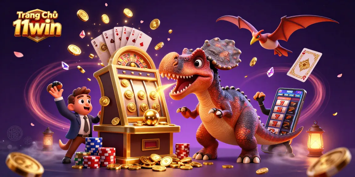 Experience the thrill at Trang Chủ 11win as characters engage in a vibrant casino adventure.