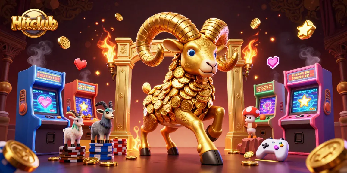 Experience the vibrant excitement of Hitclub with golden elements and arcade game details.