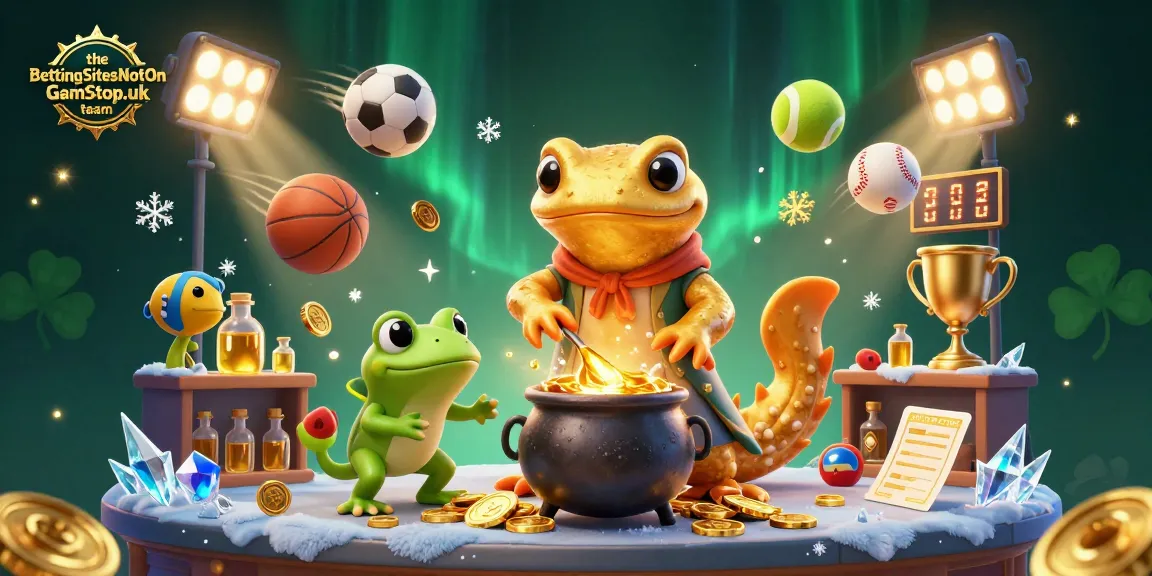 The BettingSitesNotOnGamStop.uk team showcases a dynamic casino scene with golden coins and sports elements.