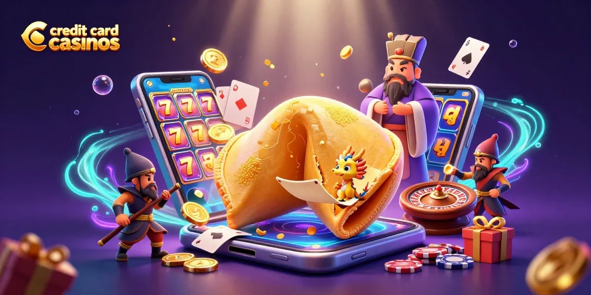 Experience the excitement of credit card casinos with a vibrant 3D illustration featuring gaming elements.