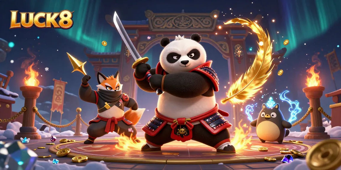 Experience thrilling adventures with LUCK8's vibrant casino scene featuring samurai, ninja, and magical elements.