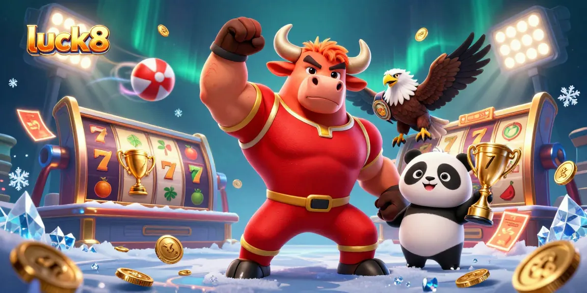Experience thrilling gameplay at luck8 with energetic characters and exciting casino elements in this vibrant scene.