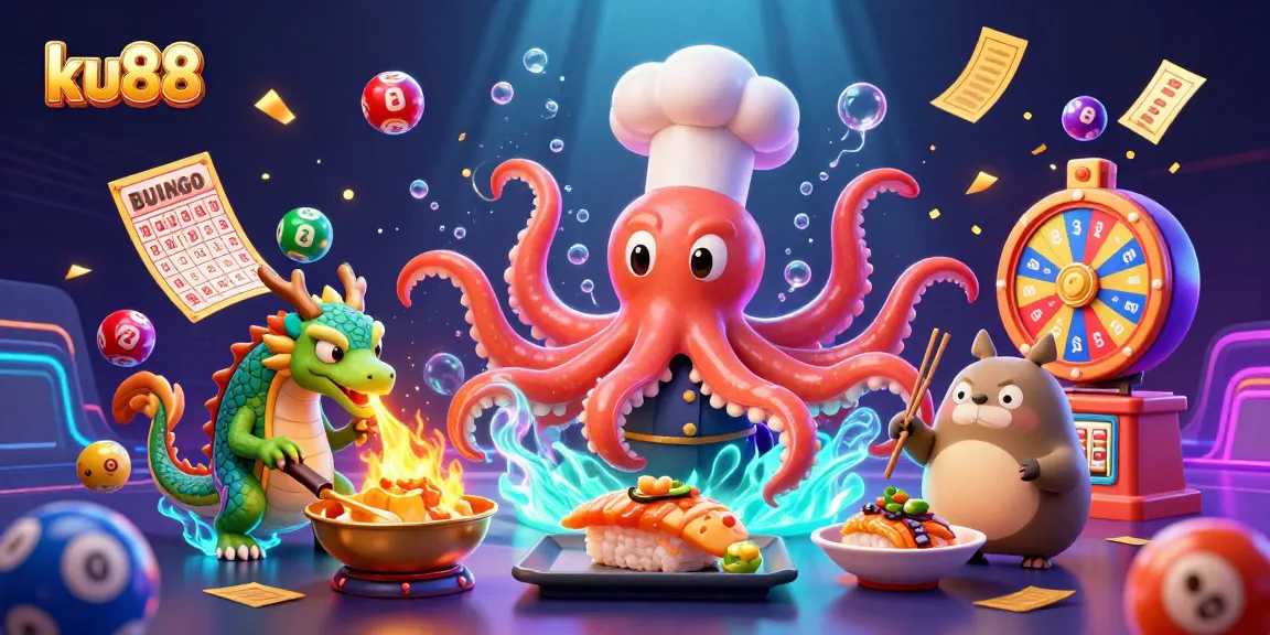 Engage in thrilling games at ku88 with dynamic lottery balls and vibrant casino scenes