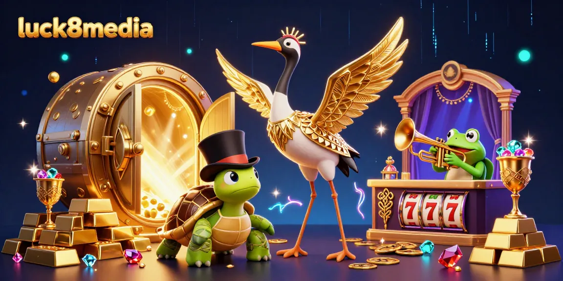 Experience the thrill of luck8media with vibrant casino elements and characters in an exciting scene.