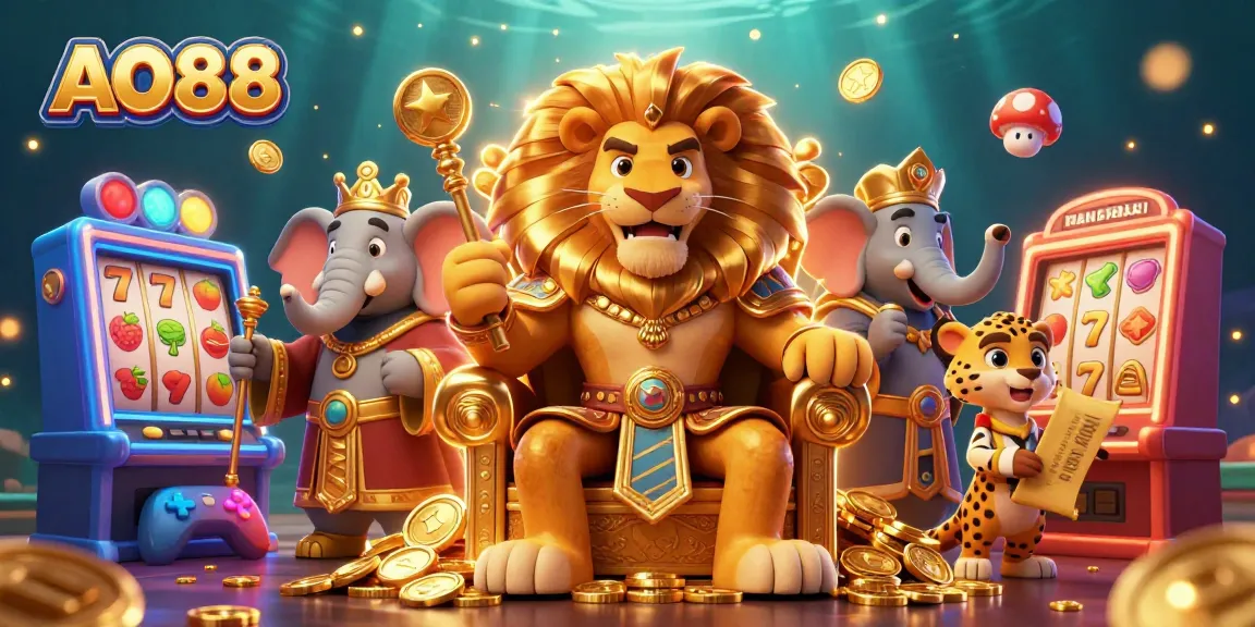 Spin your way to fortune with AO88's vibrant slot machines and majestic casino characters.